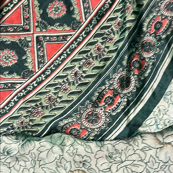 Raw Silk Strapless Midi Dress LARGE Green - Picture 3 of 7